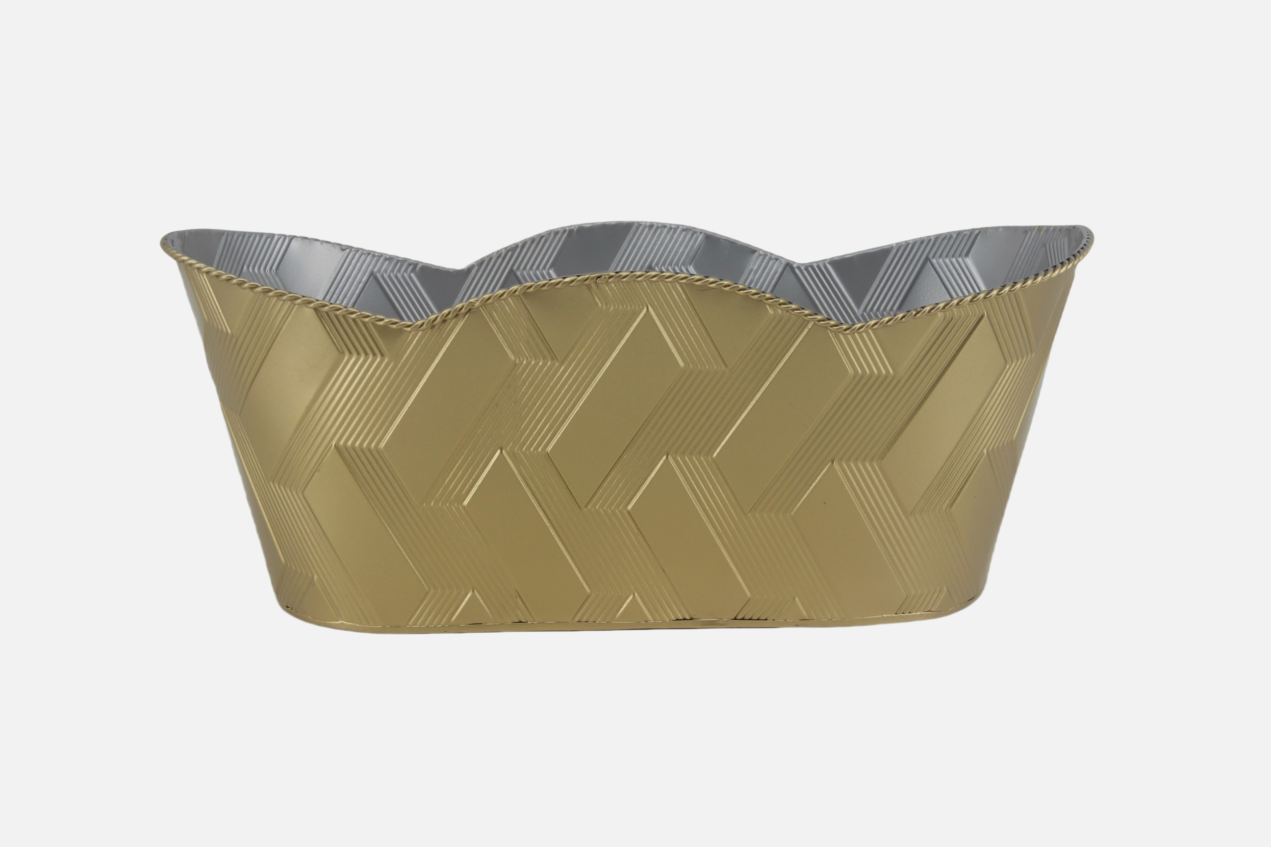 Oval Metal Basket Gold Embossed