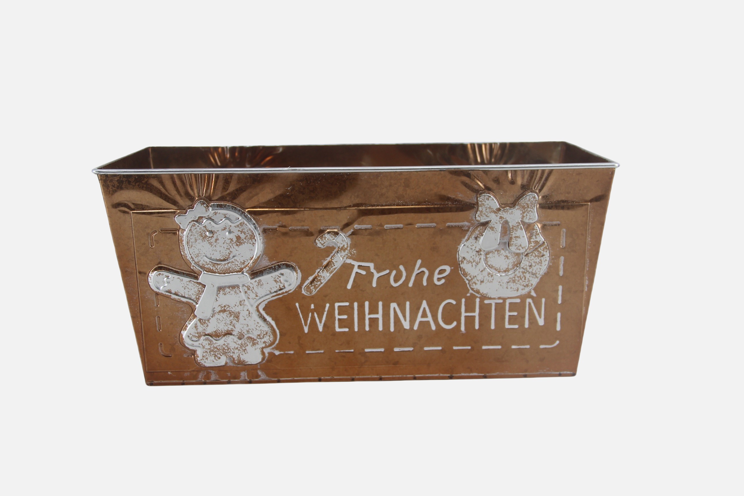 Rect. Metal Basket w/Snow Man