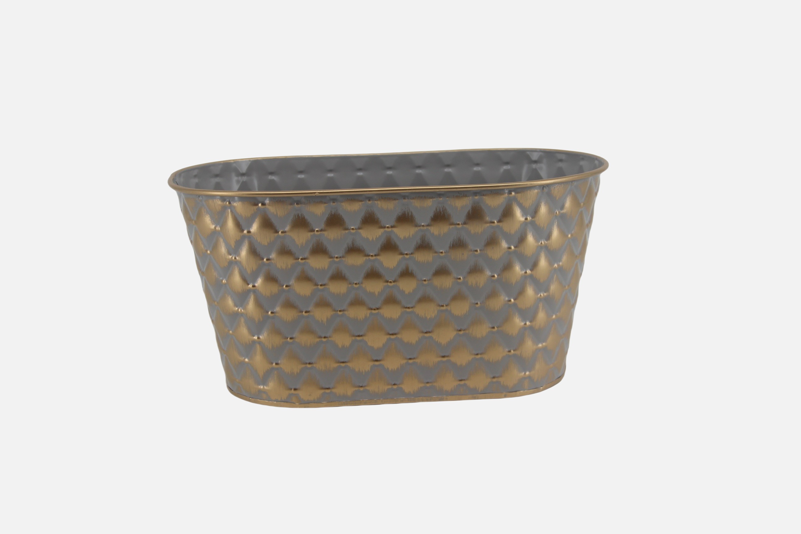 Oval Metal Basket w/Embossed Design