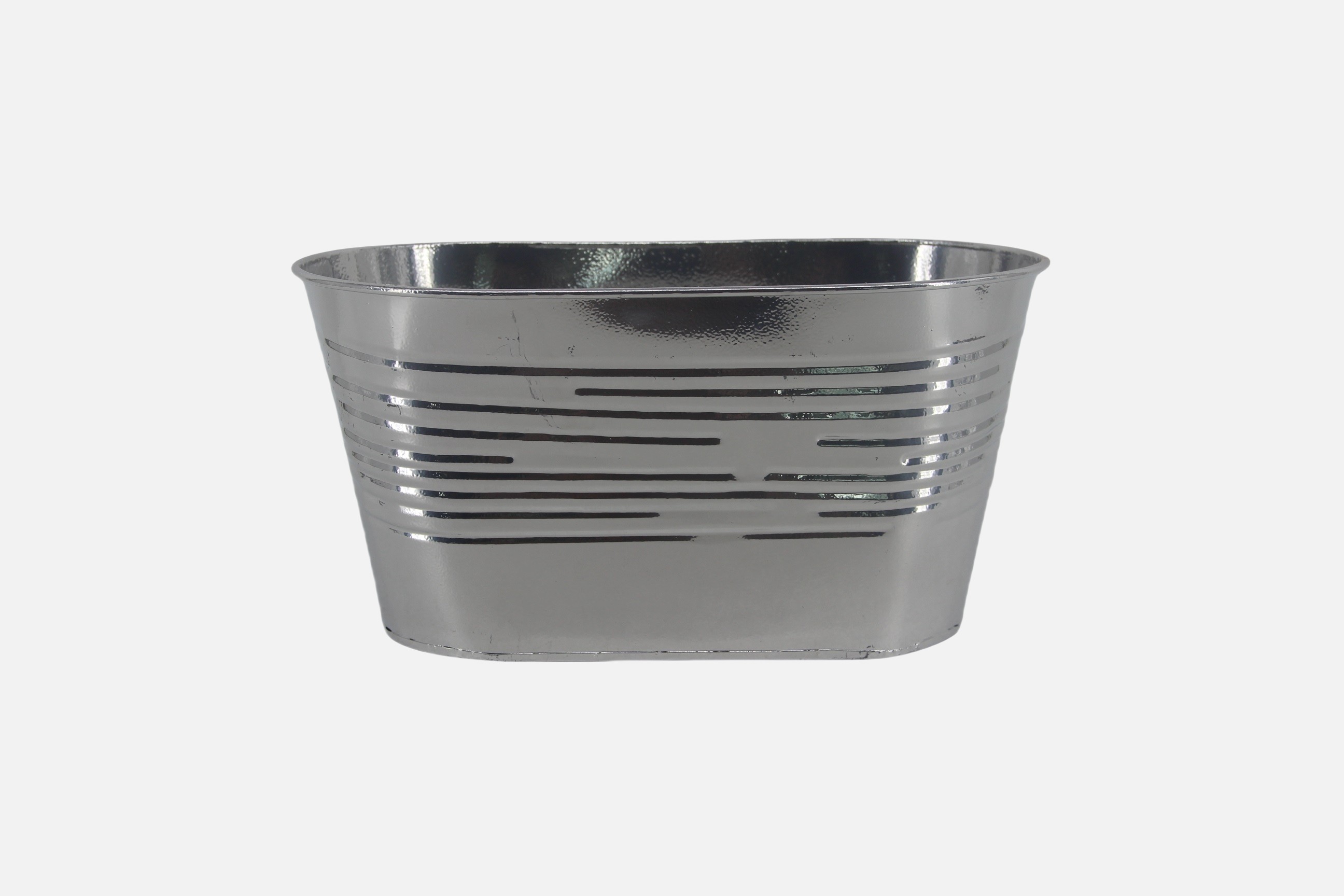 Oval Silver Metal Basket Zinc Planter