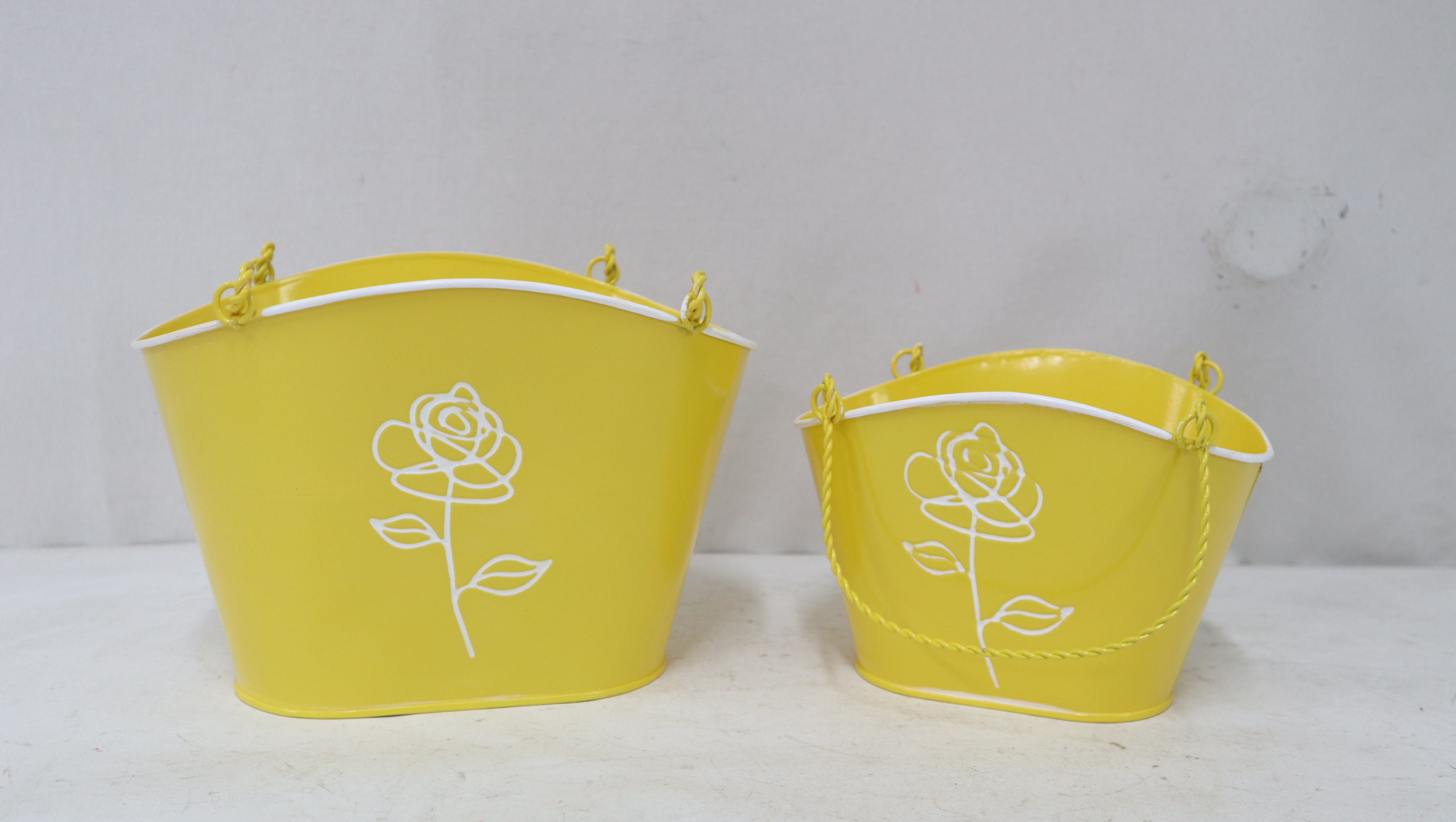 Floral Metal Container Garden Planter 